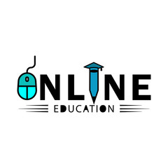 Education online flat icon with writ. Design vector