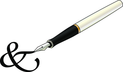 A calligraphy pen an ampersand character.