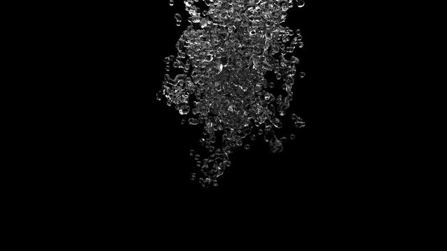 Water immersion, 3D, realistic picture, black background.