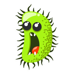 Fototapeta premium Funny and cute virus, bacteria, germ cartoon character. Microbe and pathogen microorganism isolated on white background.