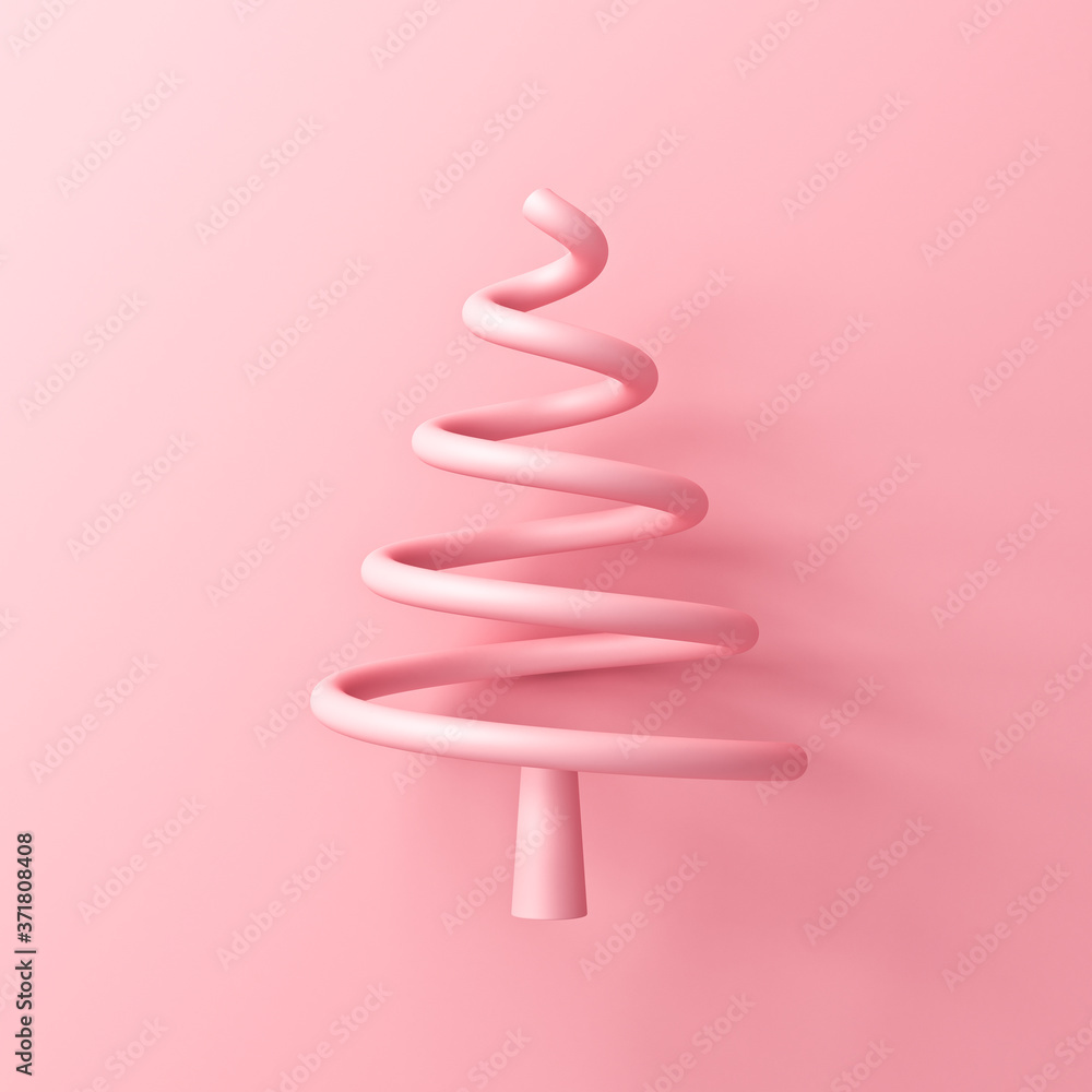 Aufkleber abstract pink pastel color christmas tree minimal concept isolated on pink wall background with shad