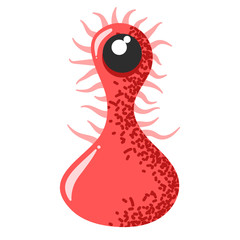 Funny and cute virus, bacteria, germ cartoon character. Microbe and pathogen microorganism isolated on white background.