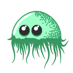 Funny and cute virus, bacteria, germ cartoon character. Microbe and pathogen microorganism isolated on white background.