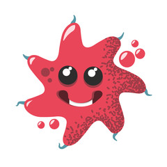 Funny and cute virus, bacteria, germ cartoon character. Microbe and pathogen microorganism isolated on white background.