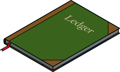 A hard cover bound accounts / ledger book.