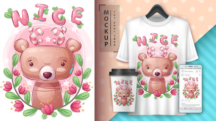 Pretty bear - poster and merchandising.