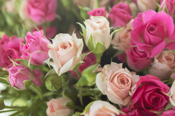 Holiday flowers as a gift for a woman's birthday-beautiful delicate roses bouquet