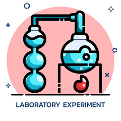 Science chemical experiment filled outline style.