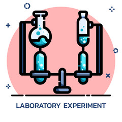 Obraz na płótnie Canvas Science chemical experiment filled outline style.
