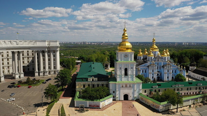 Fototapeta na wymiar Aerial view of Sofia Square and Mykhailivska Square
