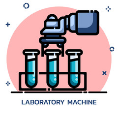 Science laboratory machine learning filled outline style.