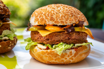 Fresh tasty meat free vegetarian burger made from high quality organic ingredients