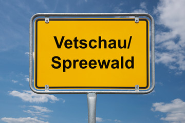 Obraz premium Ortstafel Vetschau/Spreewald