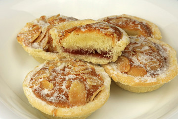 homemade almond buttery Bakewell tarts.