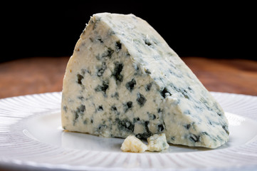 Cheese collection, piece of danish blue cheese with blue mold