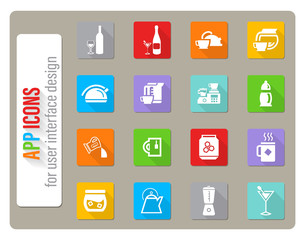 utensils for beverages icon set