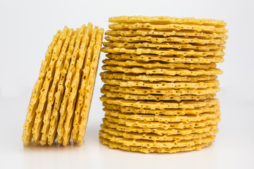 pile of spicy gluten-free wafer cracker with corn starch and potato flakes