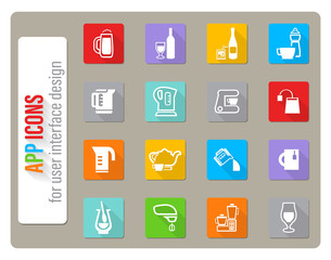 utensils for beverages icon set