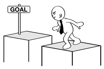 Head to the goal. Businessman jumping. I will reach the goal soon.