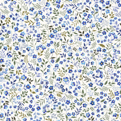 seamless floral pattern with meadow flowers on white background - 371815646