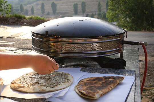 Mankousheh Preparation on Saj