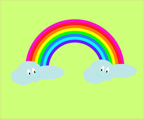 base, Rainbow Color With Clouds, Vector Illustration