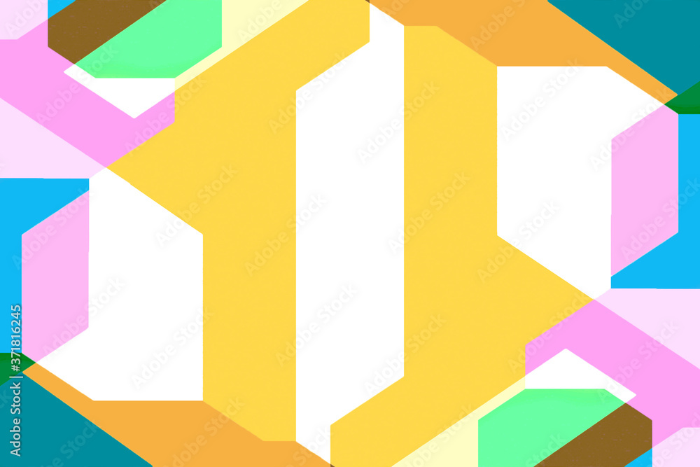Poster minimalist abstract design pattern in multicolor with shape outlines
