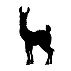 Peruvian llama silhouette vector illustration. South America animal icon.
