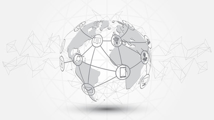Global network connection World map abstract technology background