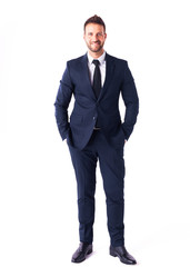 Handsome businessman full length studio shot