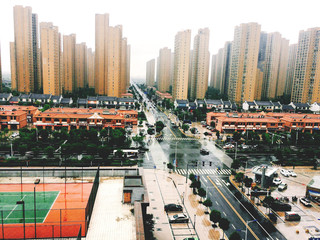 Fototapeta premium Empty China city leisure and high-rise buildings of the public