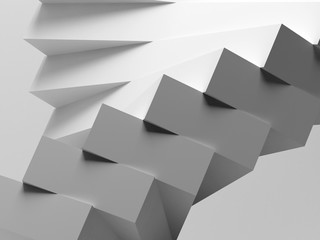 Abstract white spiral installation of boxes, 3d