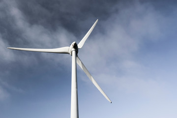 Close-up of windmills group with sky background,  on the west coast of Taiwan.