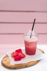 Fresh watermelon smoothie. A vegetarian treat for the whole family