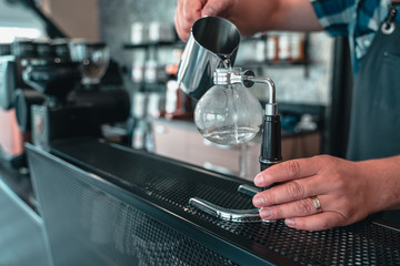 Vacuum pot Coffee Maker close up.
