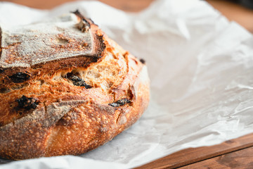 Sourdough artisan bread loaf of traditional Homemade rye starter
