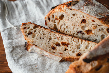 Sourdough artisan bread loaf of traditional Homemade rye starter