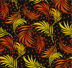 Seamless  pattern with tropical leaves