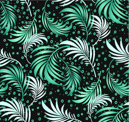Seamless  pattern with tropical leaves