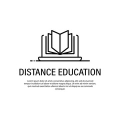 Distance education icon. Course, webinar, online lesson. Vector on isolated white background. EPS 10