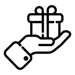 Present In Hand Flat Icon Isolated On White Background