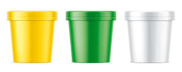 Set of Colored Plastic Cup for Ice Cream. Matt version. 