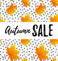 Obraz premium Vector illustration, Autumn design with leaves simple background. Autumn sale text.
