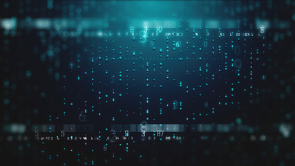 Fototapeta premium Digital cryptocurrency nanotechnology futuristic development intelligence AI neural data binary information 3D background