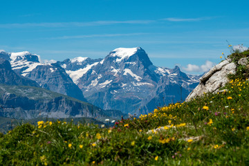 Aussicht auf den Tödi, Wanderunng in den Glarner Alpen