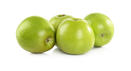 Fresh juicy green apples isolated on white