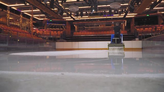 Miami, Florida 3.24.20: Ice resurfacer machine rides on the rink