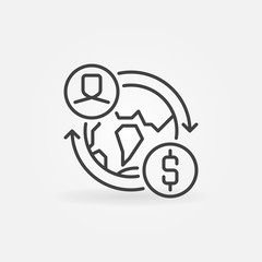 Money Transfer vector thin line concept icon or design element