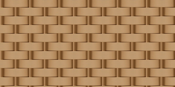 Decorative wooden textured basket weaving background. Seamless woven vector pattern