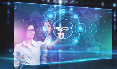 Business, Technology, Internet and network concept. Young businessman working on a virtual screen...